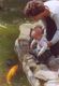 He was fascinated by the koi in the pond at the Huntington Library.